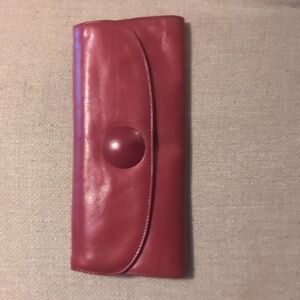Red Hobo Leather Clutch